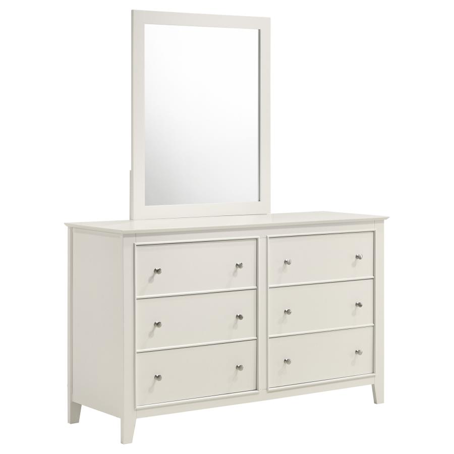 (image for) Selena 6-drawer Dresser with Mirror Cream White