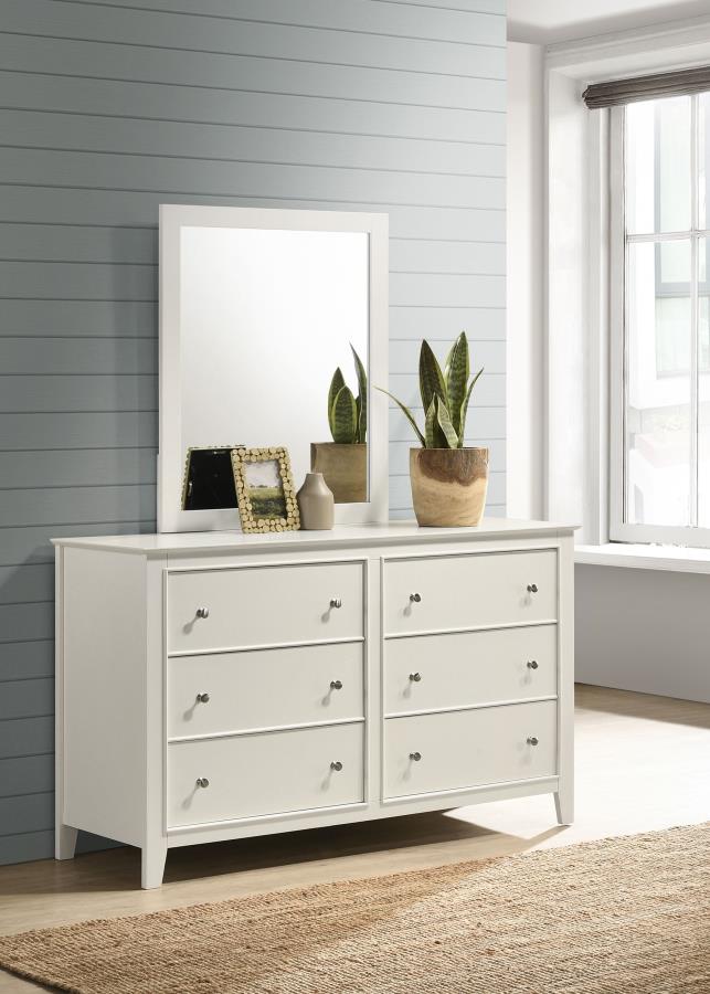 (image for) Selena 6-drawer Dresser with Mirror Cream White