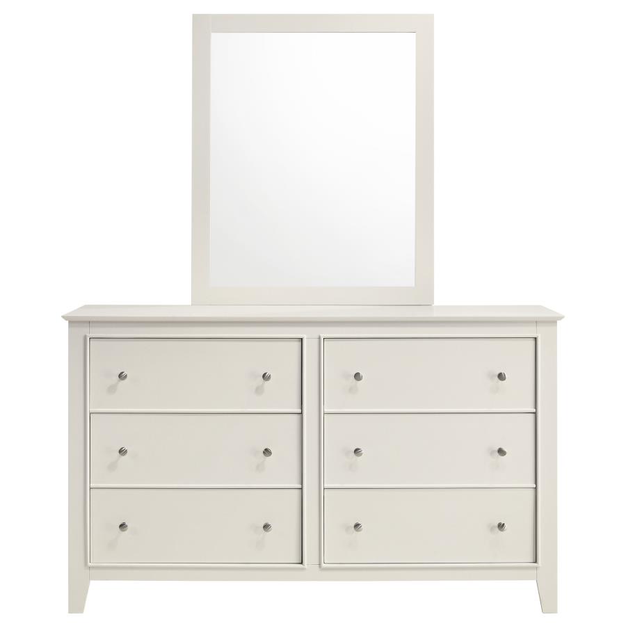 (image for) Selena 6-drawer Dresser with Mirror Cream White