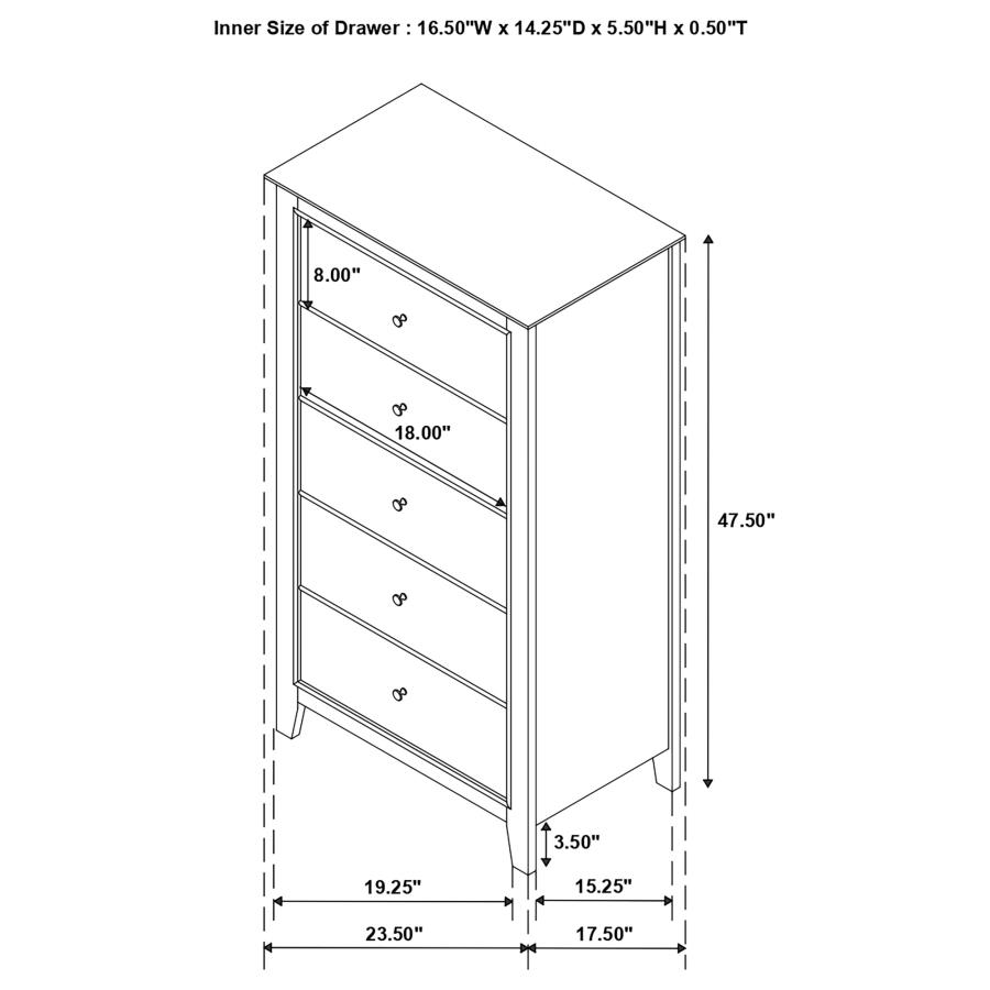 (image for) Selena 5-drawer Bedroom Chest Cream White