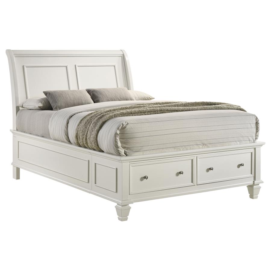 (image for) Selena Wood Full Storage Panel Bed Cream White