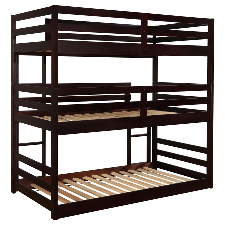 (image for) Sandler Wood Twin Triple Bunk Bed Cappuccino