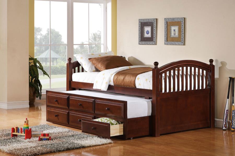 (image for) Norwood 3-drawer Twin Bed with Captains Trundle Chestnut