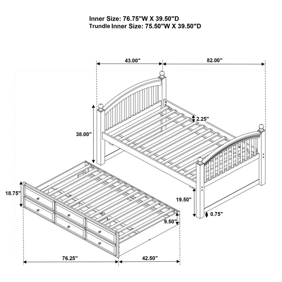 (image for) Norwood 3-drawer Twin Bed with Captains Trundle Chestnut