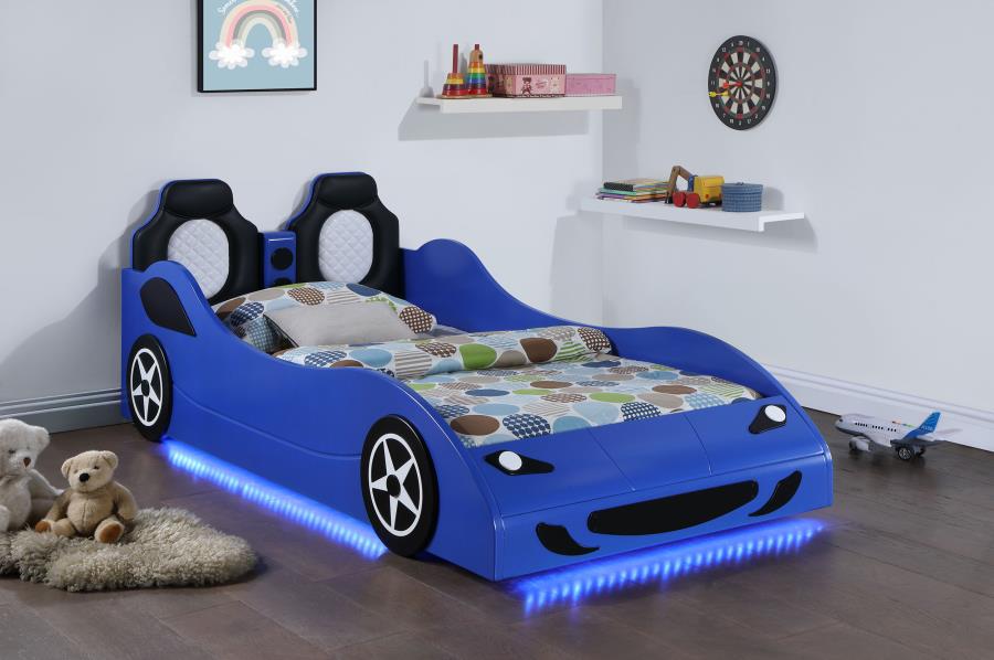 (image for) Cruiser Wood Twin LED Car Bed Blue