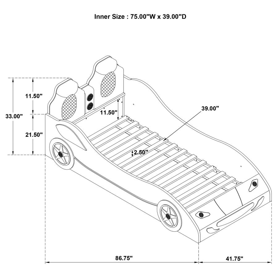 (image for) Cruiser Wood Twin LED Car Bed Blue