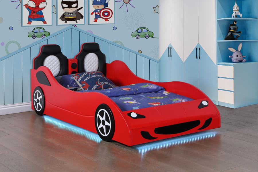 (image for) Cruiser Wood Twin LED Car Bed Red