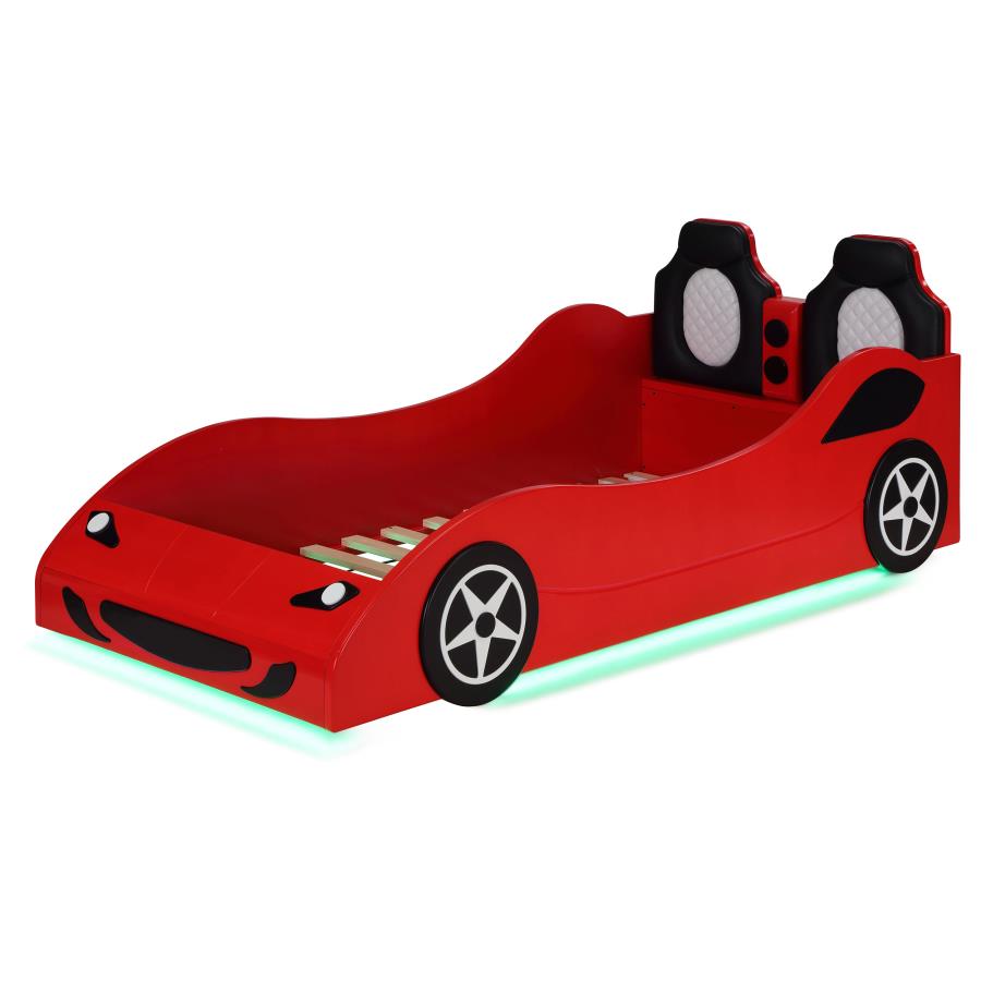 (image for) Cruiser Wood Twin LED Car Bed Red