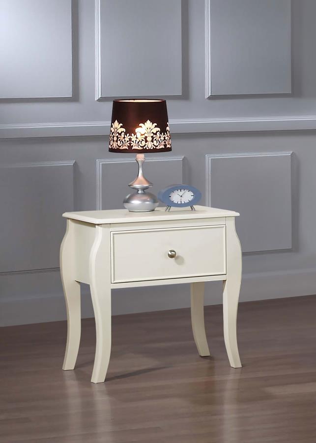 (image for) Dominique 1-drawer Youth Nightstand Cream White