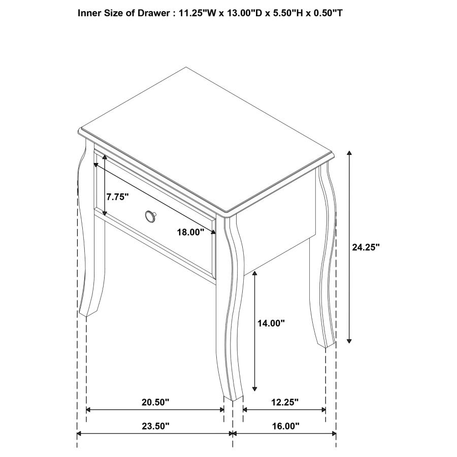 (image for) Dominique 1-drawer Youth Nightstand Cream White