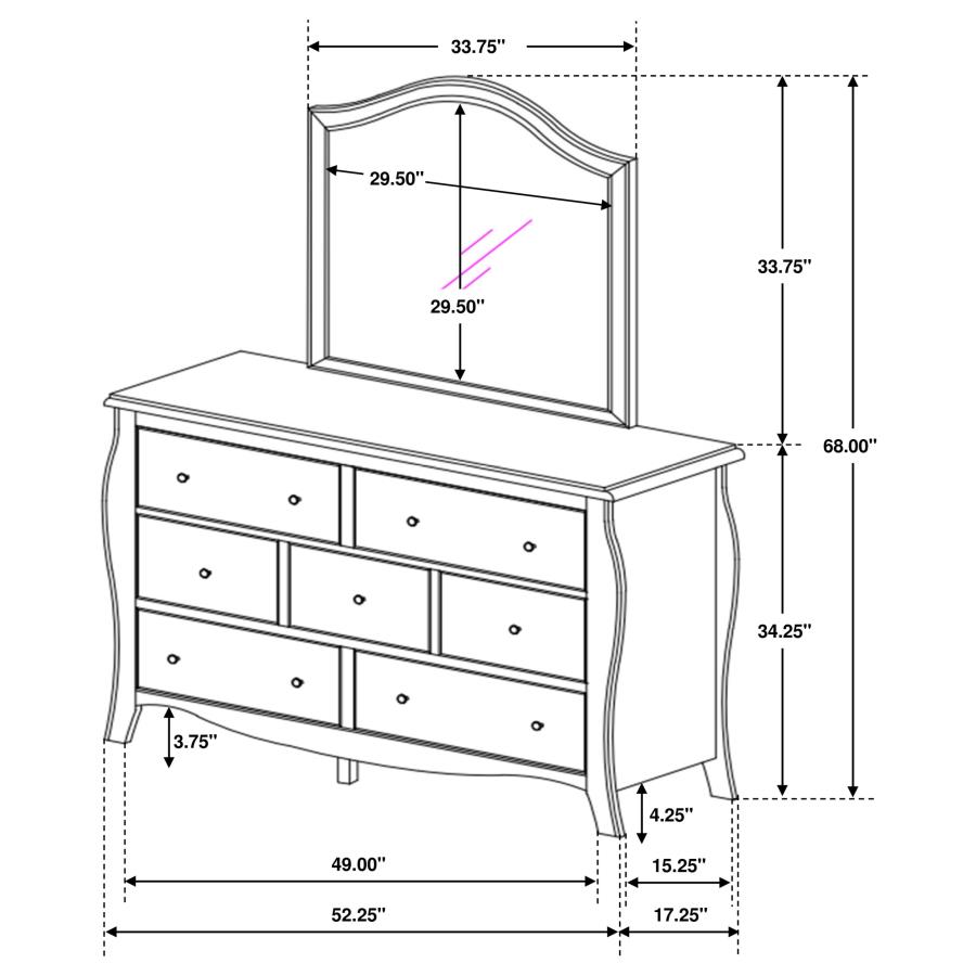 (image for) Dominique 7-drawer Dresser with Mirror Cream White