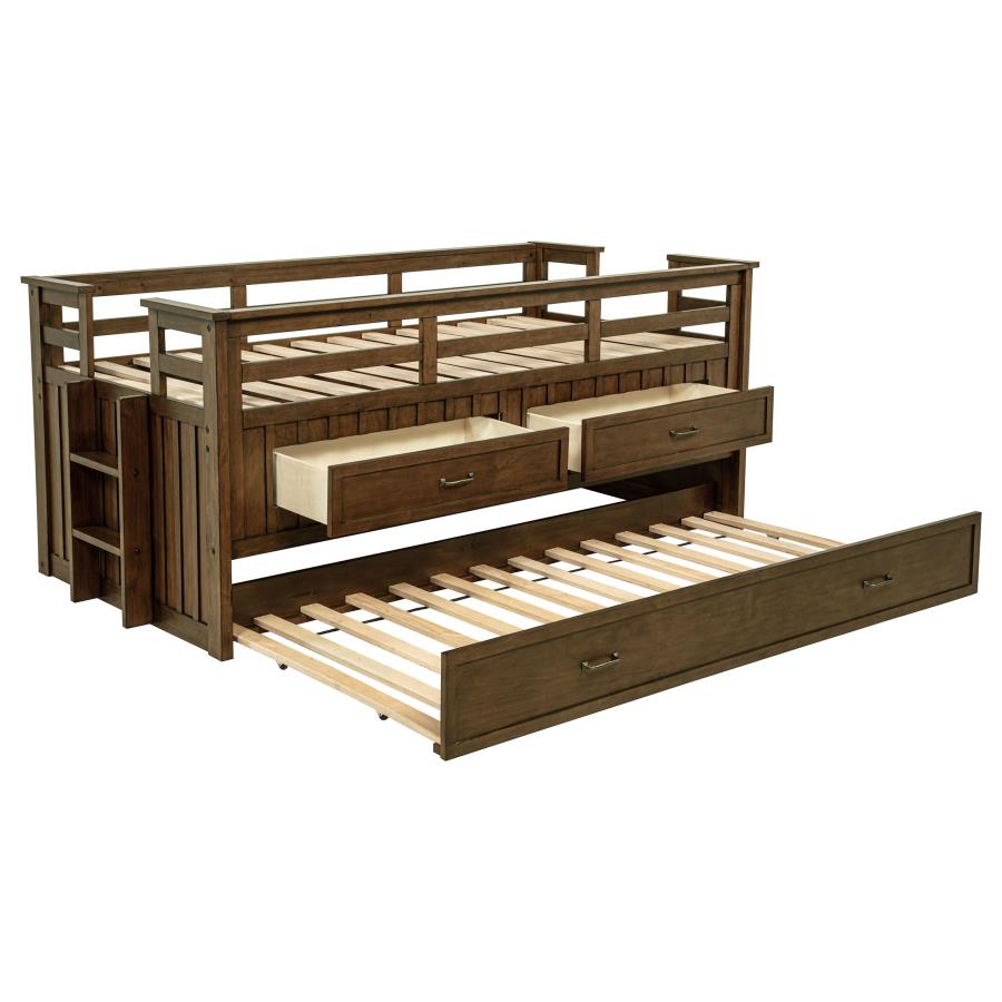 (image for) Carlsbad Wood Twin Captains Bed With Trundle Medium Brown