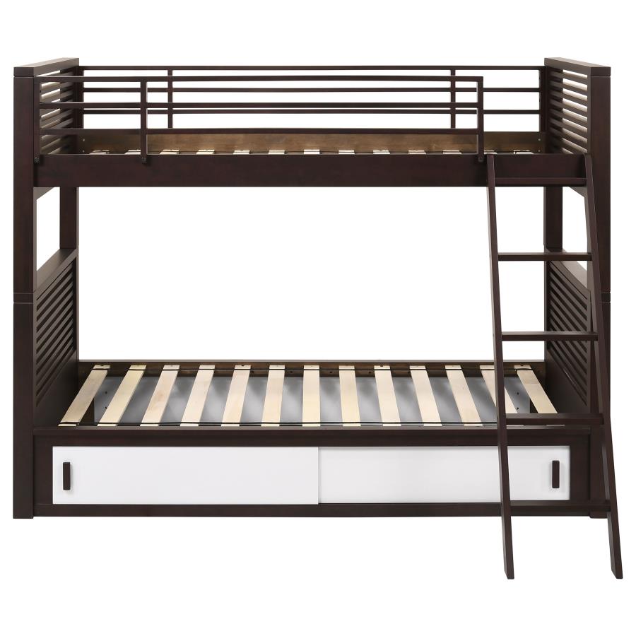 (image for) Oliver Wood Twin Over Twin Bunk Bed Java