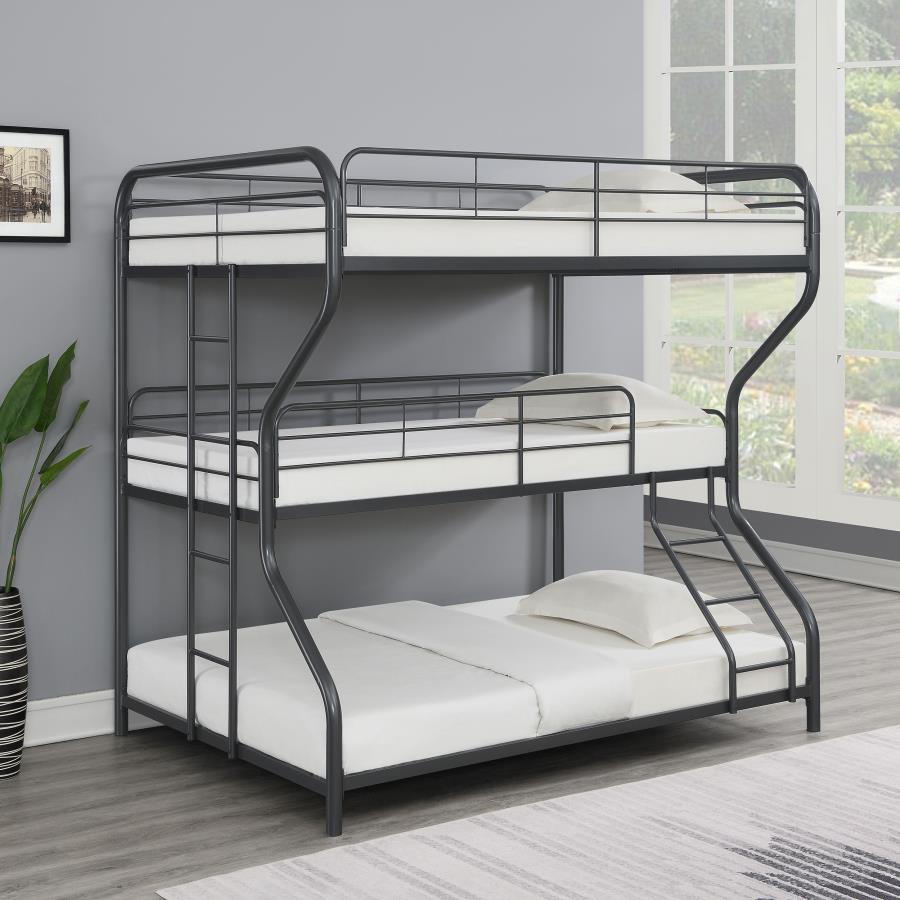 (image for) Garner Full Over Twin Over Full Triple Bunk Bed Gunmetal