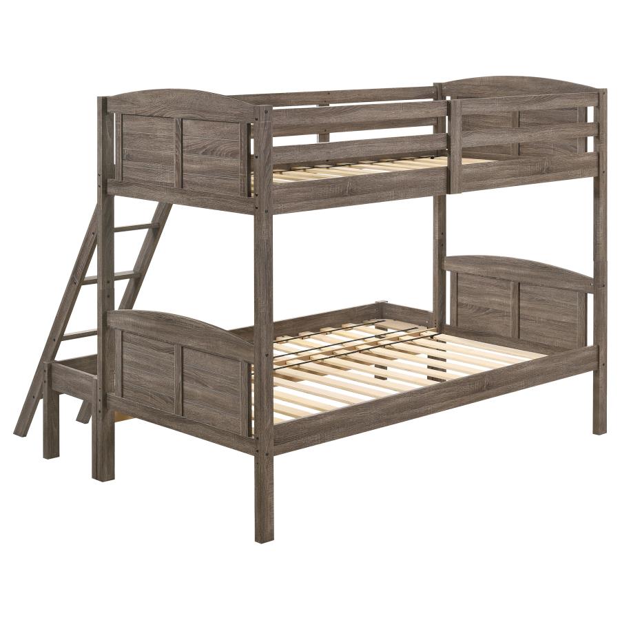 (image for) Flynn Wood Twin Over Full Bunk Bed Weathered Brown