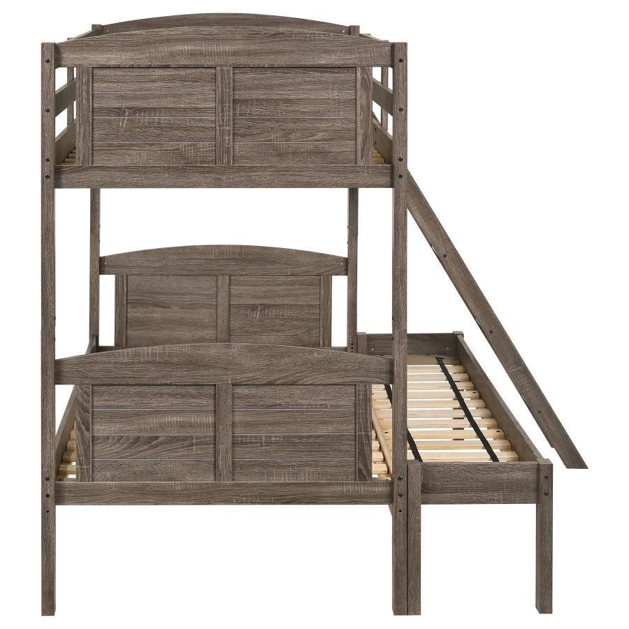 (image for) Flynn Wood Twin Over Full Bunk Bed Weathered Brown