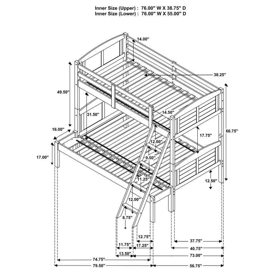 (image for) Flynn Wood Twin Over Full Bunk Bed Weathered Brown