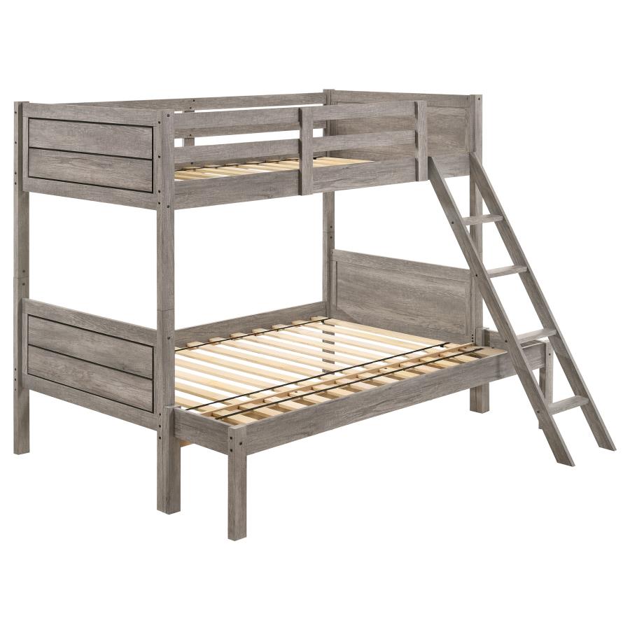 (image for) Ryder Wood Twin Over Full Bunk Bed Weathered Taupe