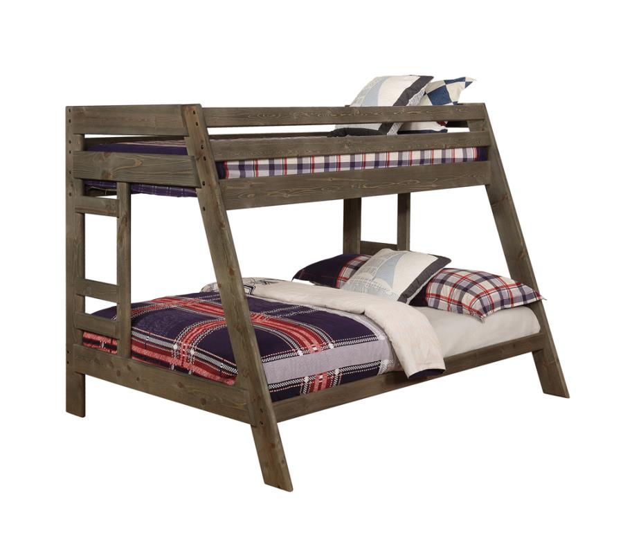 (image for) Wrangle Hill Wood Twin Over Full Bunk Bed Gun Smoke