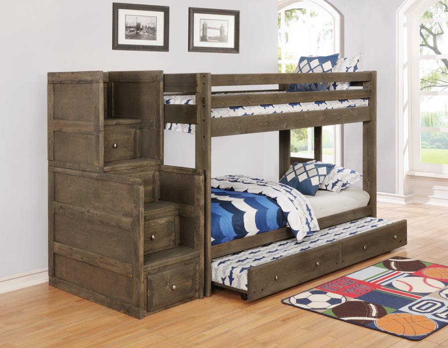 (image for) Wrangle Hill Wood Trundle with Bunkie Mattress Gun Smoke