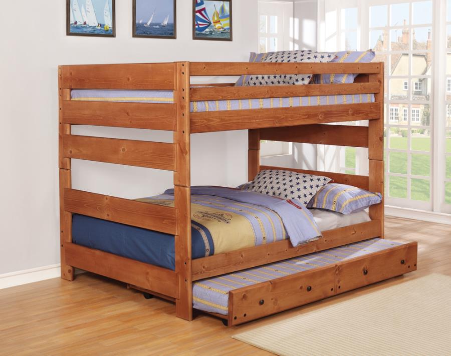 (image for) Wrangle Hill Wood Trundle with Bunkie Mattress Amber Wash