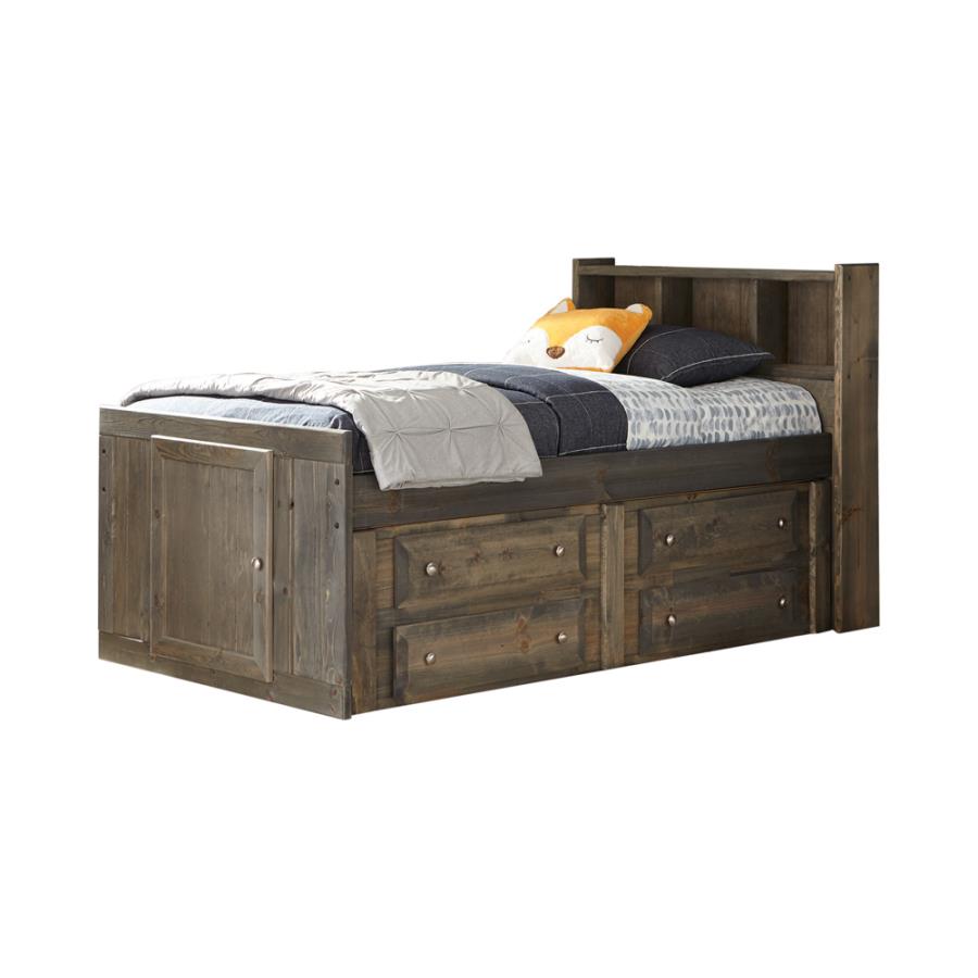 (image for) Wrangle Hill Wood Twin Storage Bookcase Bed Gunsmoke