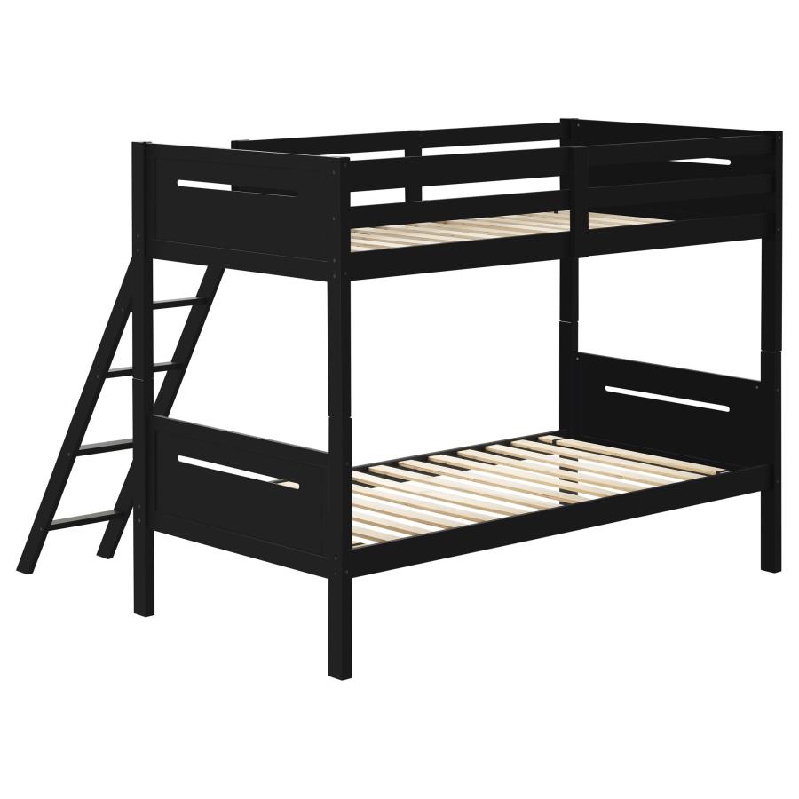 (image for) Littleton Wood Twin Over Twin Bunk Bed Black