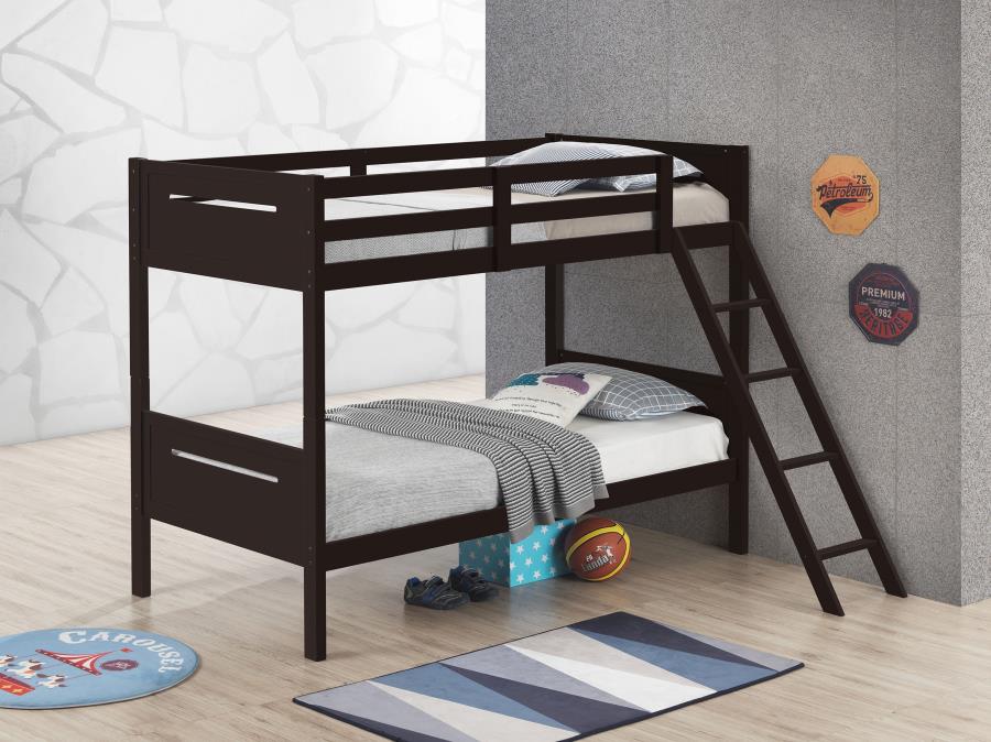 (image for) Littleton Wood Twin Over Twin Bunk Bed Espresso