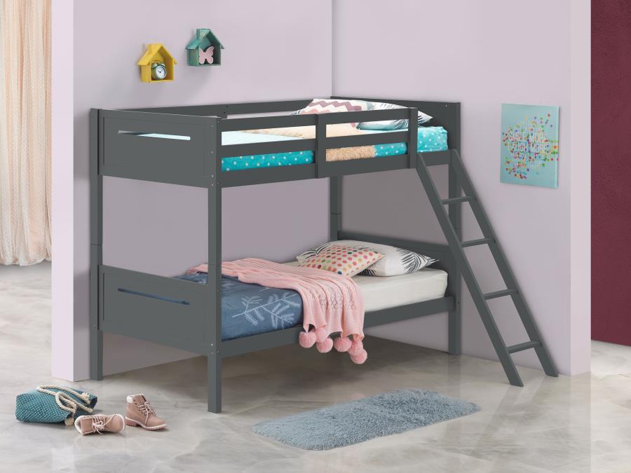 (image for) Littleton Wood Twin Over Twin Bunk Bed Grey