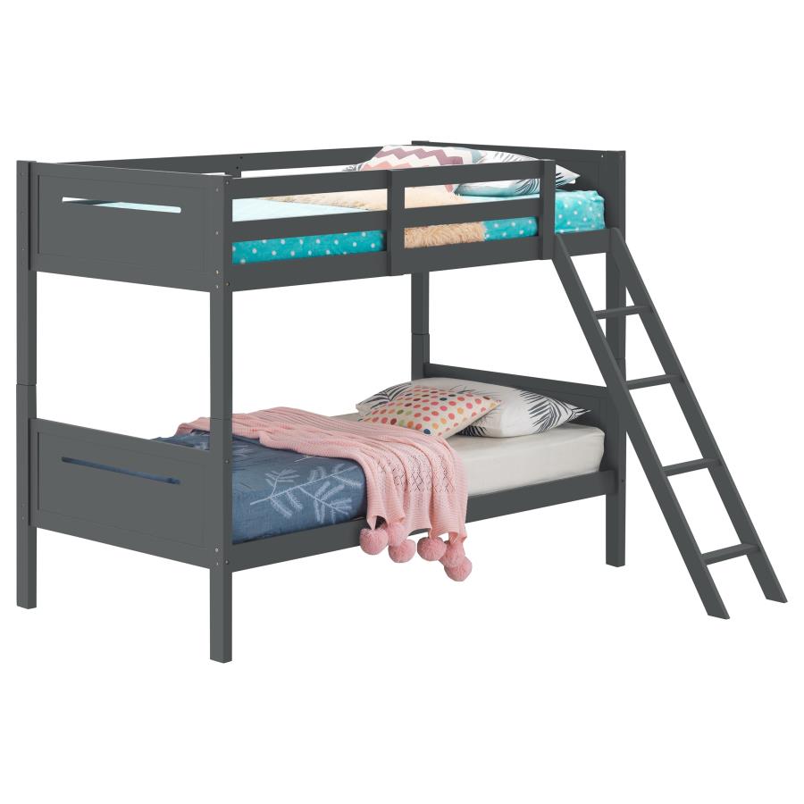 (image for) Littleton Wood Twin Over Twin Bunk Bed Grey