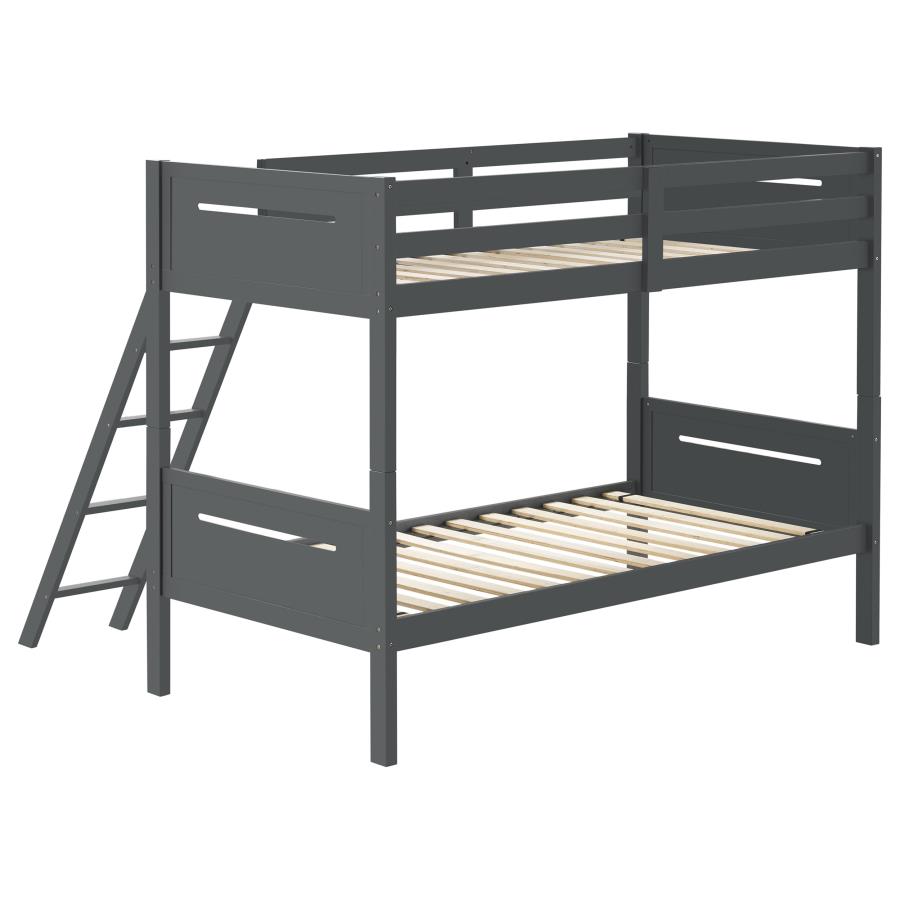 (image for) Littleton Wood Twin Over Twin Bunk Bed Grey