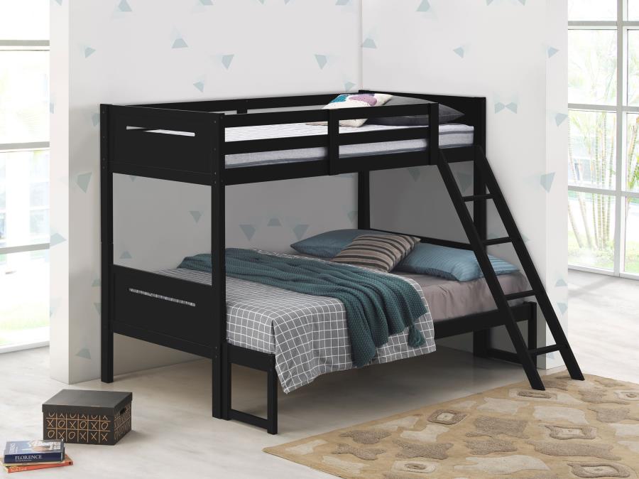 (image for) Littleton Wood Twin Over Full Bunk Bed Black