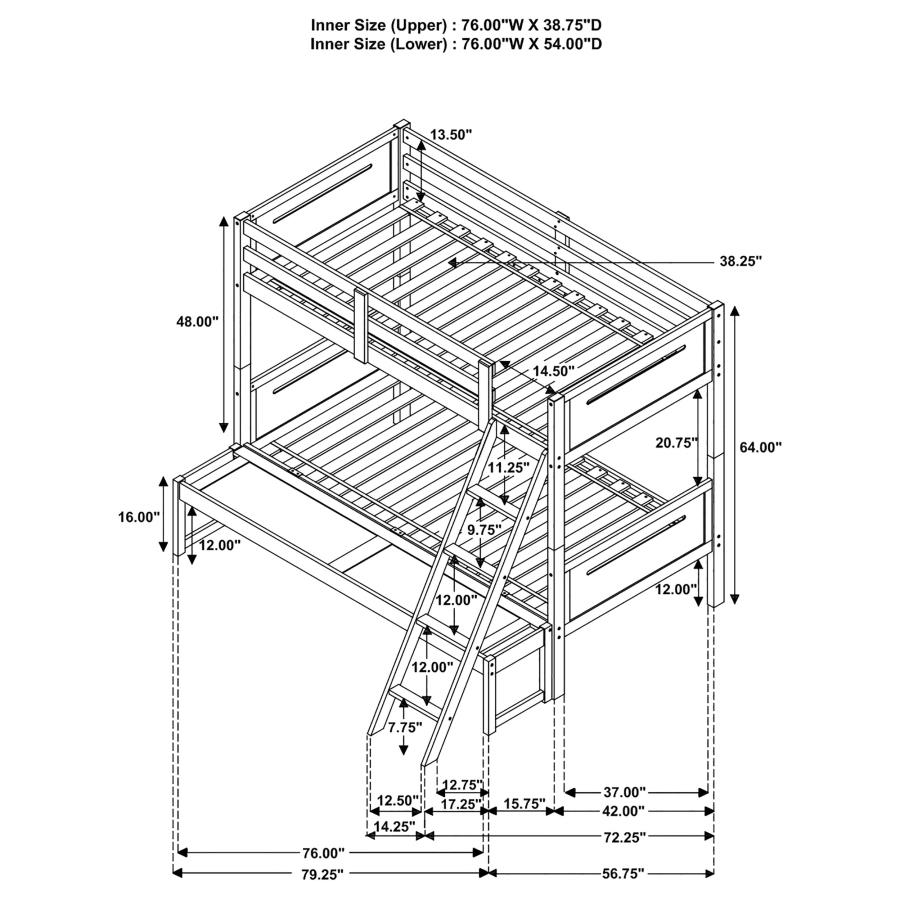 (image for) Littleton Wood Twin Over Full Bunk Bed Espresso