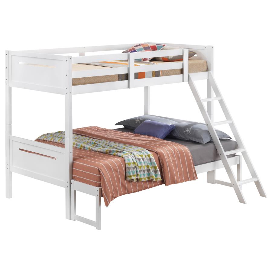 (image for) Littleton Wood Twin Over Full Bunk Bed White