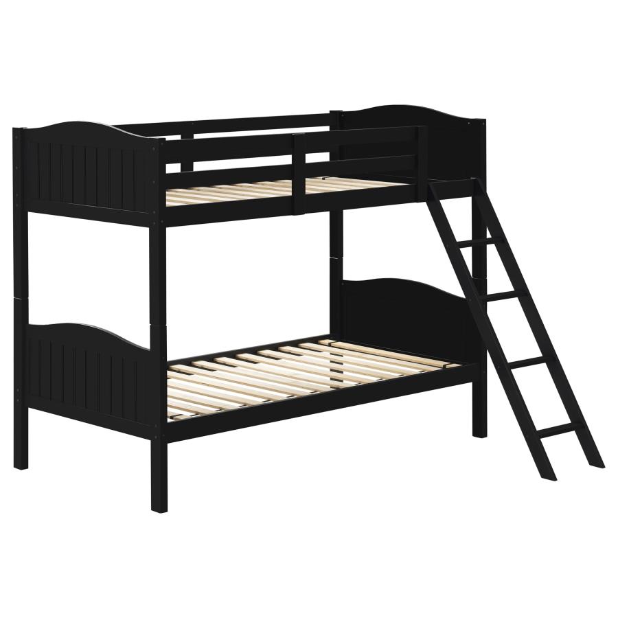 (image for) Arlo Wood Twin Over Twin Bunk Bed Black - Click Image to Close