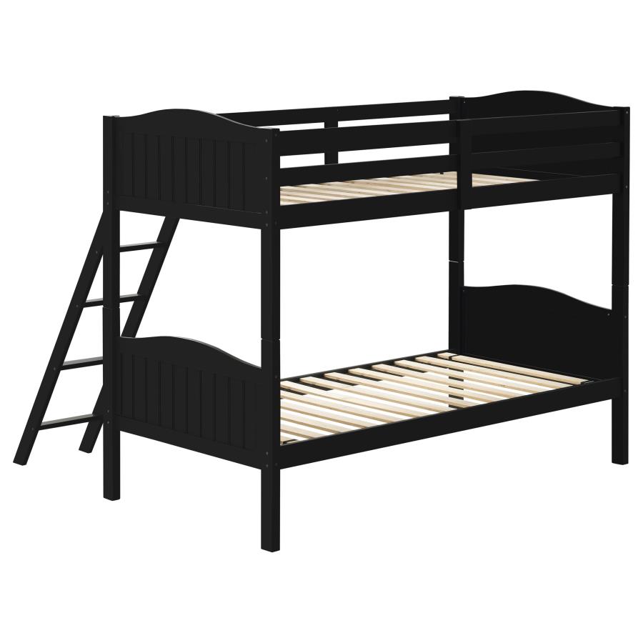 (image for) Arlo Wood Twin Over Twin Bunk Bed Black