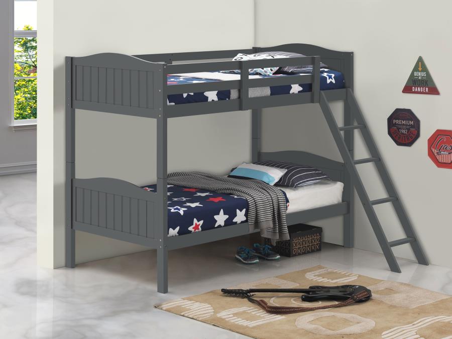 (image for) Arlo Wood Twin Over Twin Bunk Bed Grey