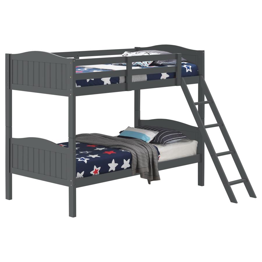 (image for) Arlo Wood Twin Over Twin Bunk Bed Grey