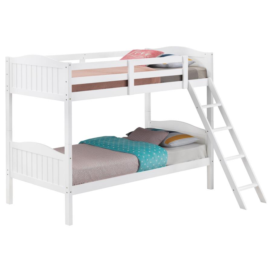 (image for) Arlo Wood Twin Over Twin Bunk Bed White