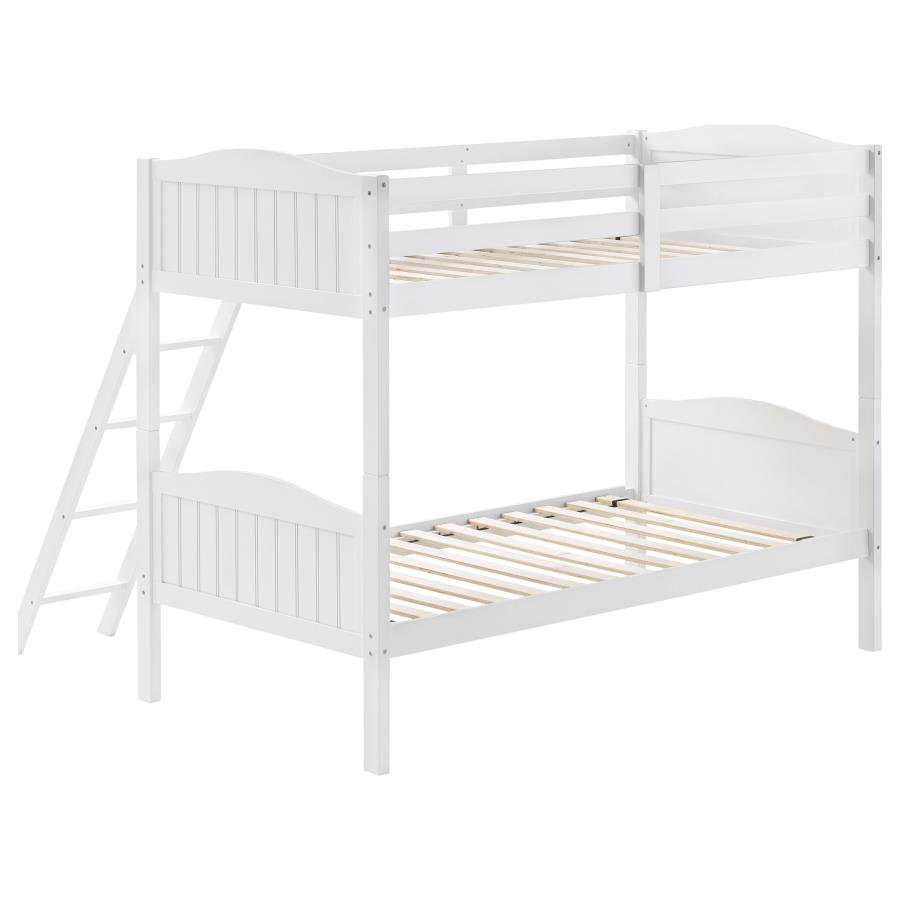 (image for) Arlo Wood Twin Over Twin Bunk Bed White