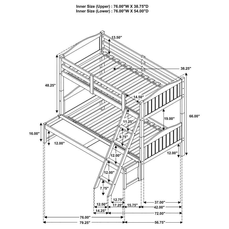 (image for) Arlo Wood Twin Over Full Bunk Bed Grey