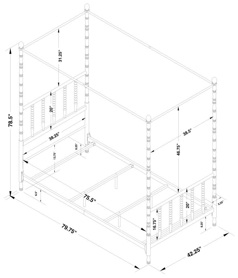 (image for) Betony Twin Canopy Bed White