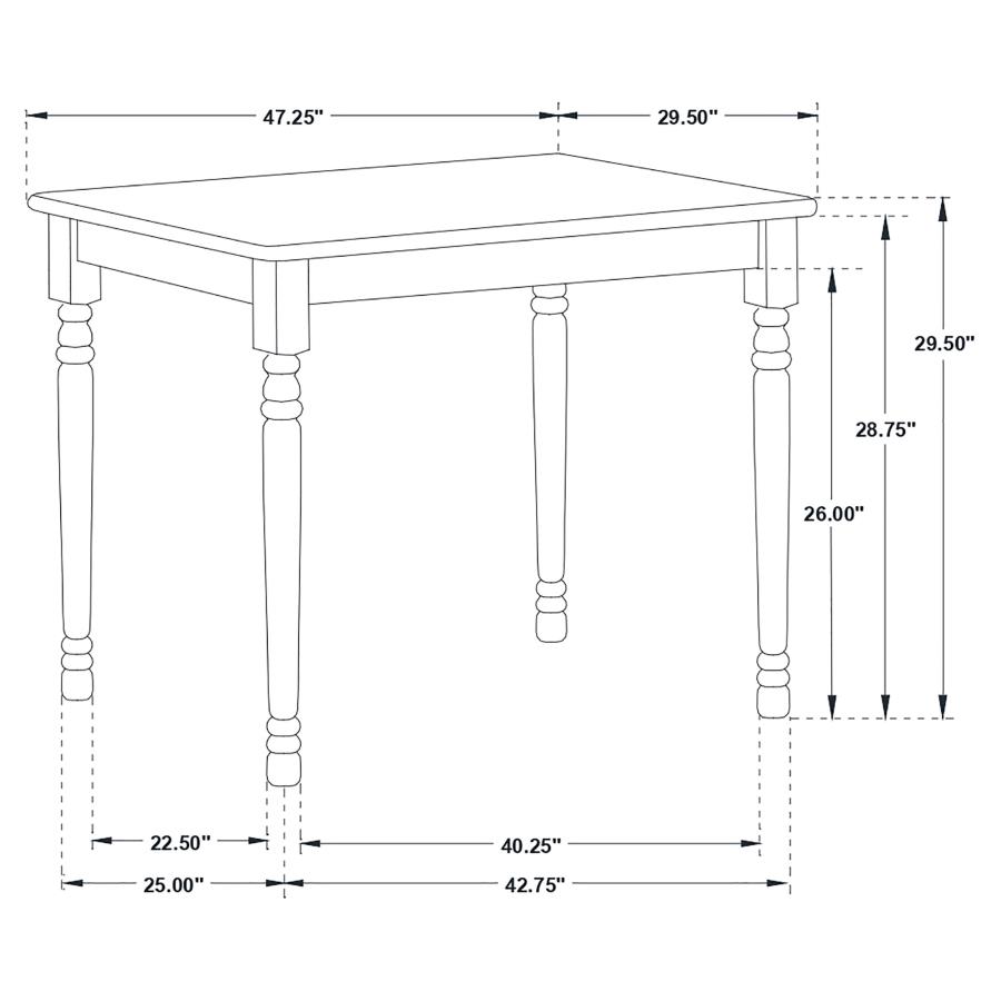 (image for) Taffee Rectangular 47-inch Solid Wood Dining Table White