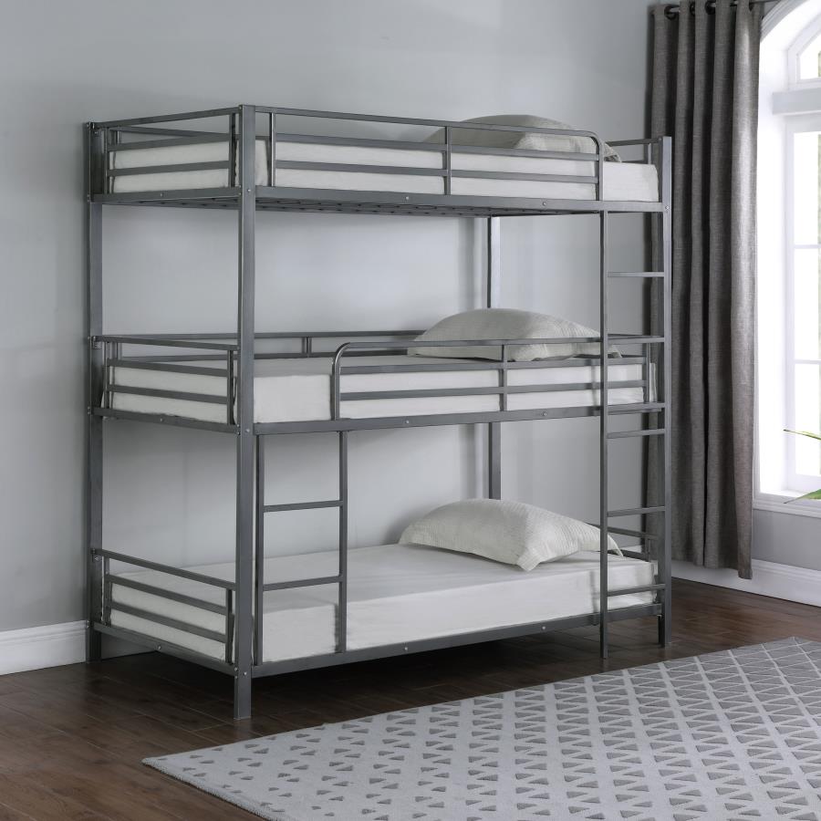 (image for) Maynard Metal Twin Triple Bunk Bed Gunmetal