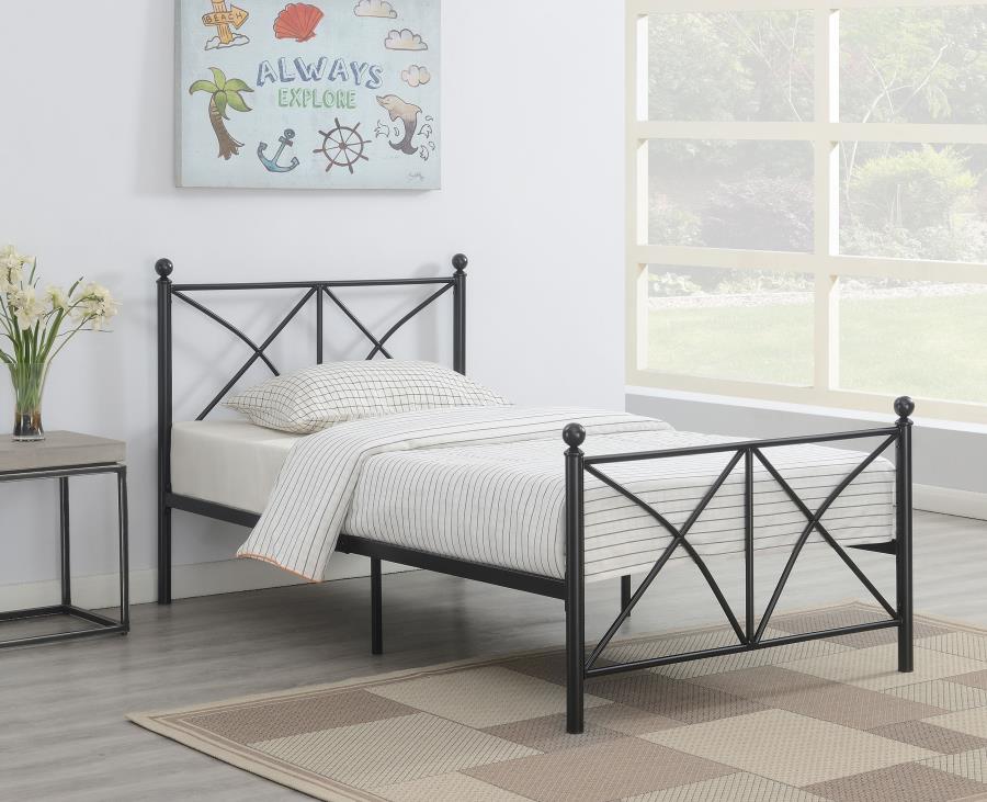 (image for) Hart Metal Twin Open Frame Bed Matte Black