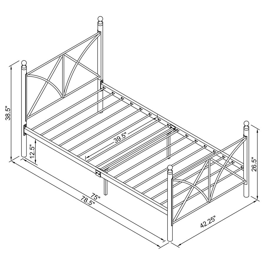 (image for) Hart Metal Twin Open Frame Bed Matte Black