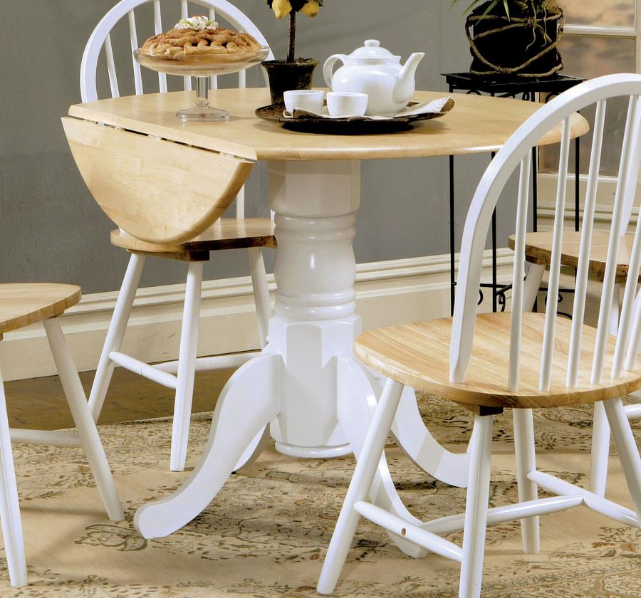 (image for) Allison Round 40-inch Drop Leaf Extension Dining Table White