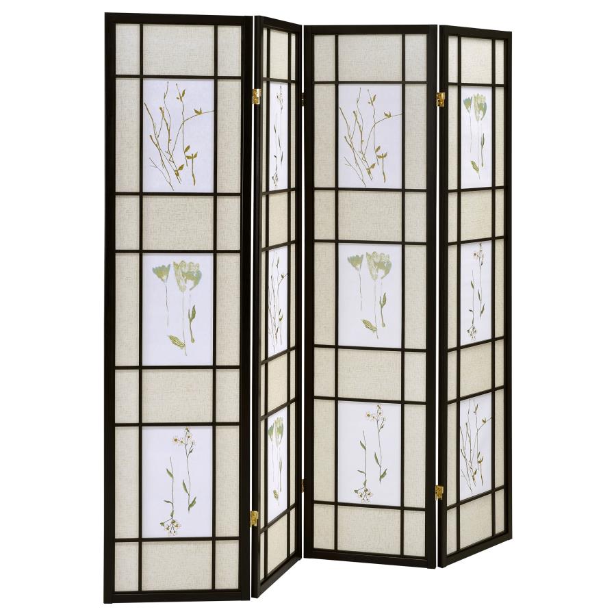 (image for) Catabella 4-Panel Room Divider Folding Shoji Screen Floral