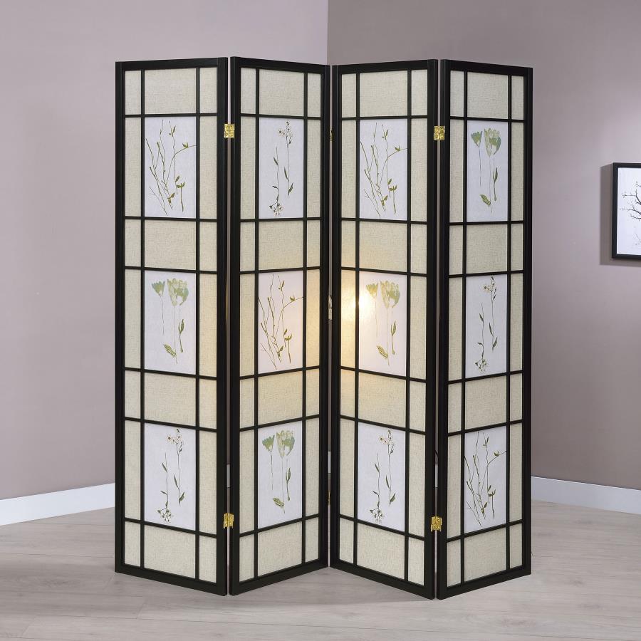 (image for) Catabella 4-Panel Room Divider Folding Shoji Screen Floral