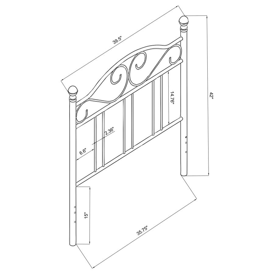 (image for) Ellis Metal Twin Open Frame Headboard Dark Bronze